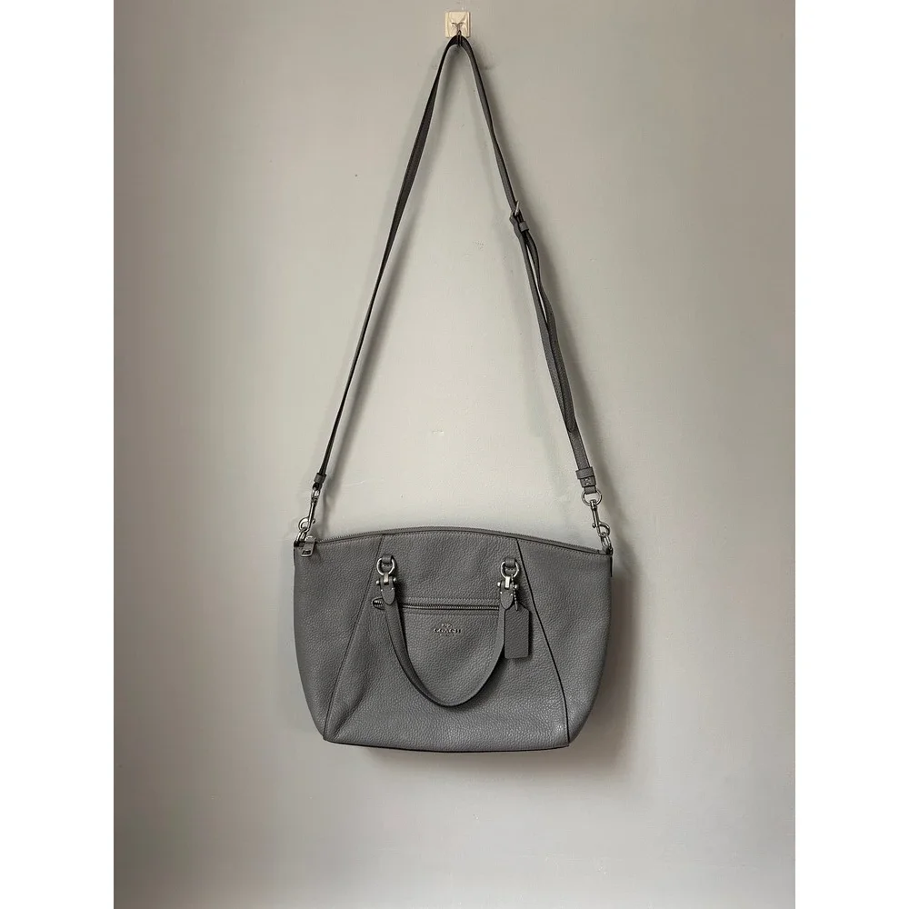 Coach Prairie Satchel Grey Pebbled Leather Crossbody Bag 79997